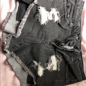 Black denim cut off shorts